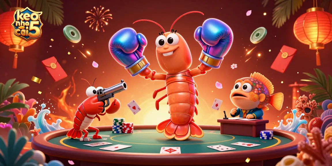 Experience dynamic betting action with keo nha cai 5 as vibrant characters interact with poker elements.