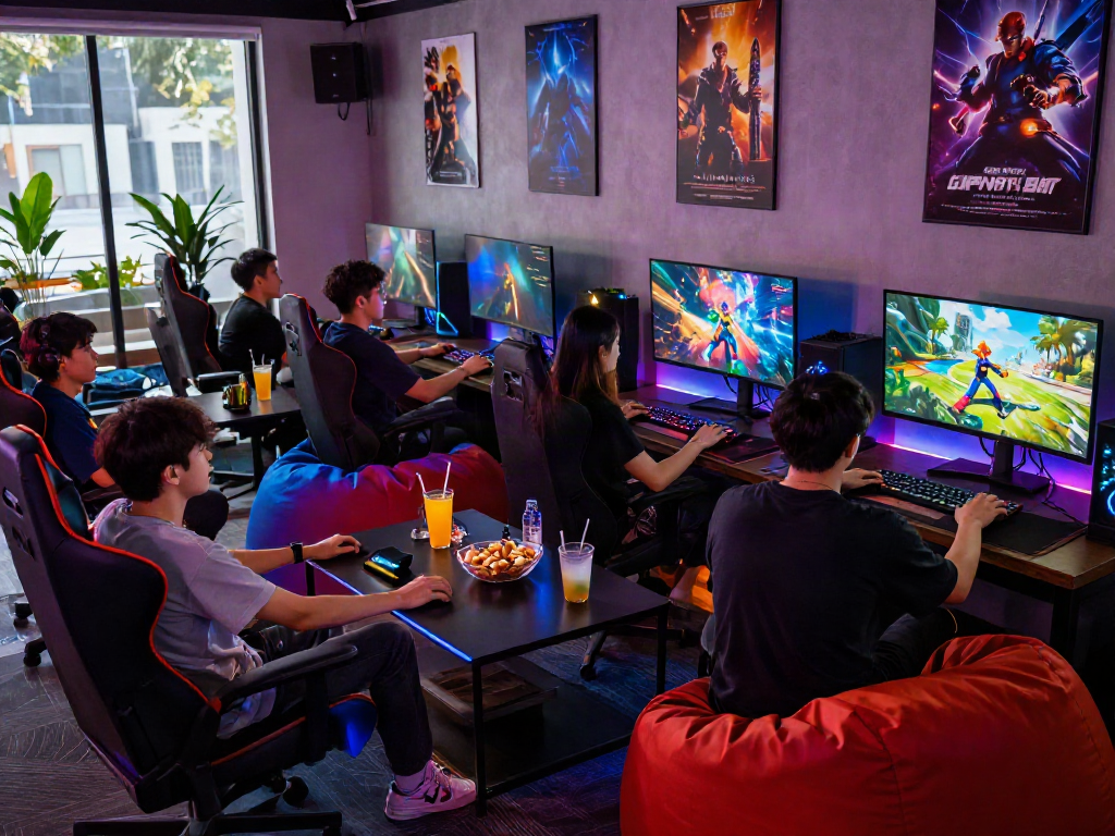 Engaging gaming scene featuring friends playing multiplayer games at https://789win11.org/ with vibrant LED lighting.