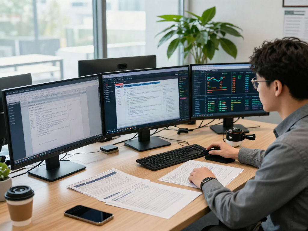 Professional analyzing 토토사이트 검증 먹튀스팟 data in a modern office to ensure safe gambling practices.