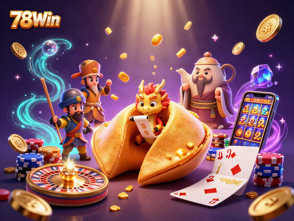 78Win engages players with captivating gaming illustrations featuring dragons and golden fortune elements.