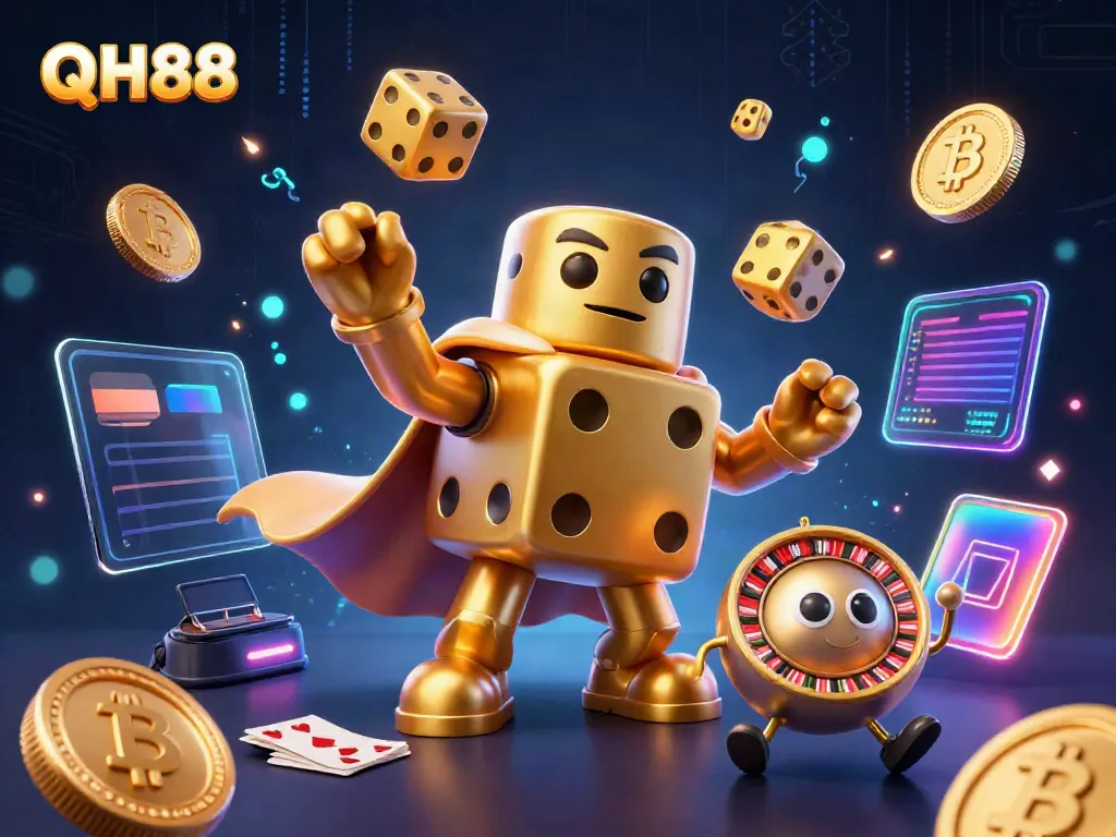 Experience vibrant gameplay dynamics with QH88 featuring golden dice golem and crypto coins