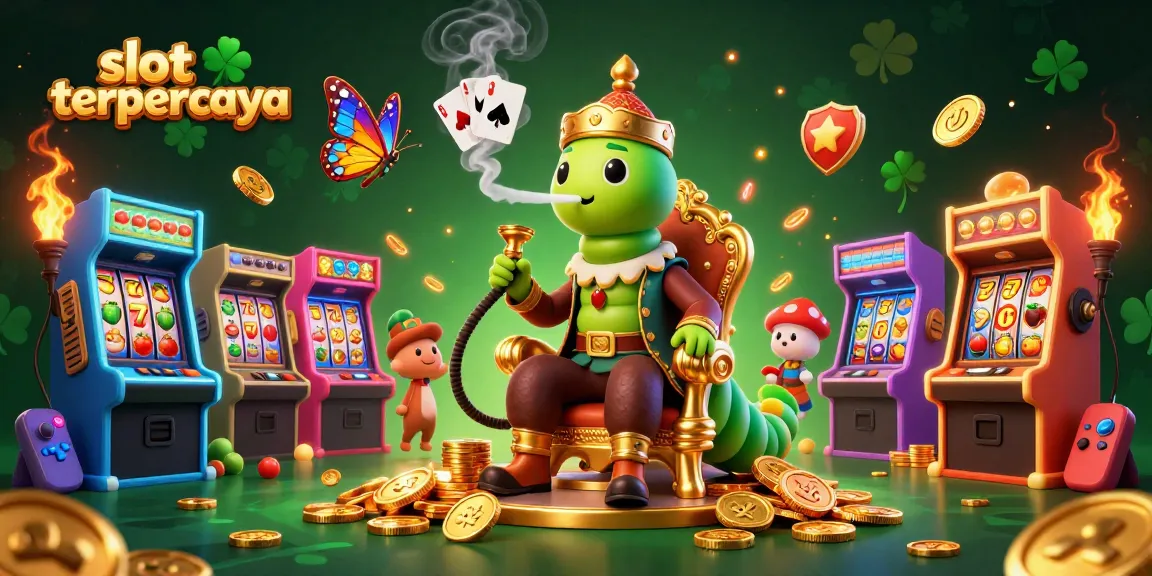 Experience slot terpercaya with a vibrant scene of gaming elements, characters, and golden coins.